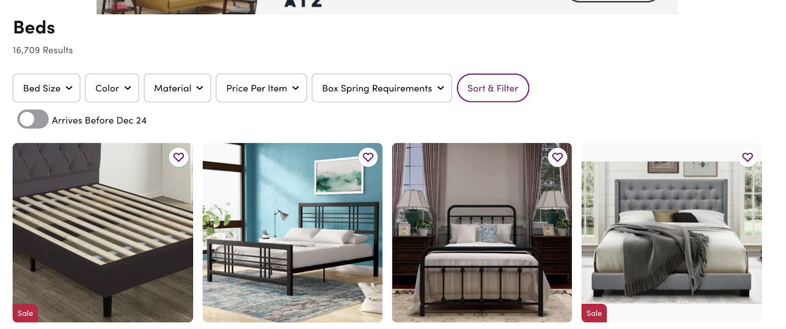Wayfair faceted navigation